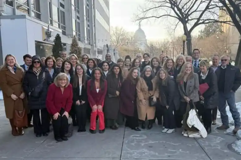 Parent Action Network parents and families gathered in Washington, DC, with the U.S. Capitol behind them